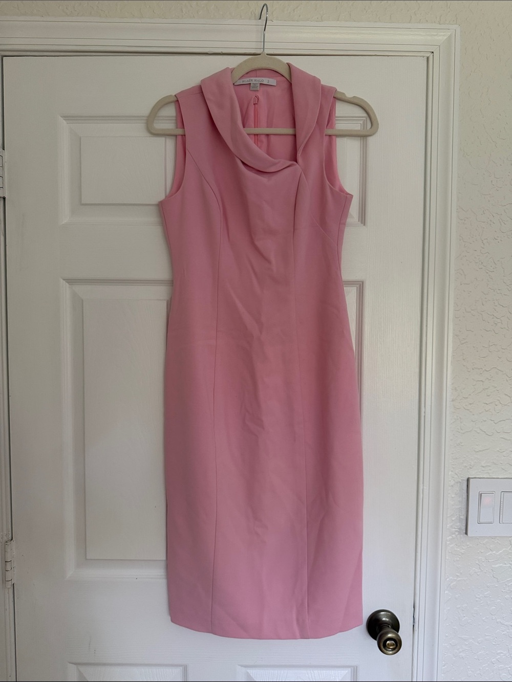 Black Halo Pink Cowl-Neck Sheath Dress Size 2